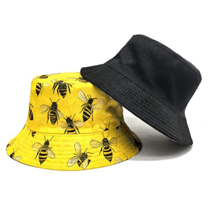Quanhaigou Bucket Hats Unisex Summer Travel Beach Fisherman Cap for Men Women Teens - color: Honey Bee