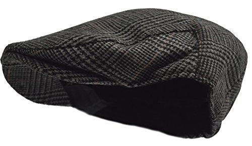Wonderful Fashion Men's Herringbone Wool Tweed Newsboy IVY Cabbie Driving Hat - color: Dark Grey