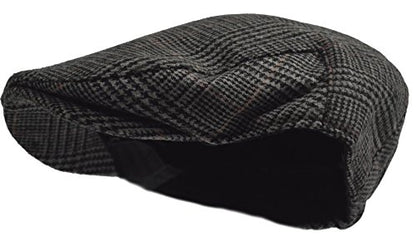 Wonderful Fashion Men's Herringbone Wool Tweed Newsboy IVY Cabbie Driving Hat - color: Dark Grey