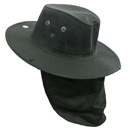 Bucket Sun Flap Hat Cap Fishing Hiking Army Military Snap Brim Neck Cover - color: Dark Olive, size: Medium