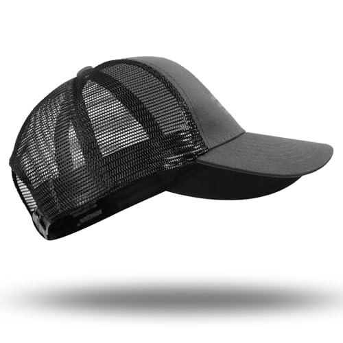 American Flag Trucker Hat - Snapback Hat, Baseball Cap for Men Women - Breathable Mesh Side, Adjustable Fit - for Casual Wear - color: Dark Gray/Black