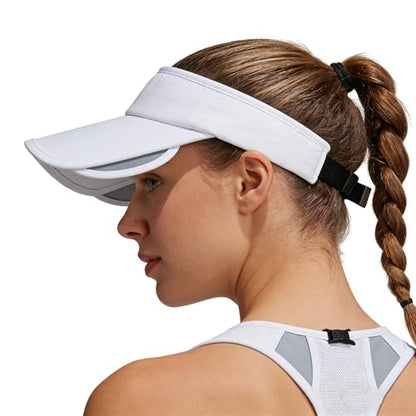 Adjustable Summer Sun Visor Hat Retractable Brim Empty Top Golf Cap Adult Teens UV Protection Beach Tennis Sports Hat - color: White