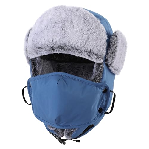 Connectyle Trapper Hat for Men Women Faux Fur Trooper Trapper Winter Hat with Ear Flaps Waterproof Ushanka Hunting Hats - color: Blue