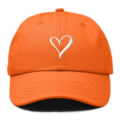 Hand Drawn Heart Hat Womens Embroidered Baseball Cap - color: Orange