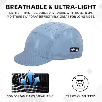 YKYWBIKE Cycling Cap for Men & Women,Sun Protection Cycling Hat Under Cycling Helmet,Cooling Helmet Liner with Sun Visor - color: Blue Gray