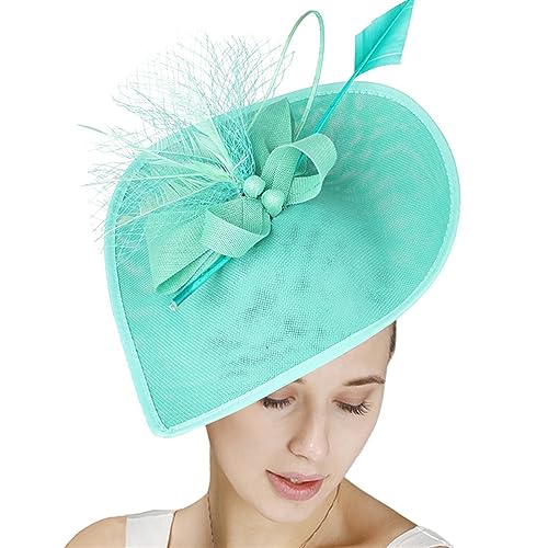 GIBZ Women's Wide Brim Fascinator Elegant Tea Party Headband - color: Green
