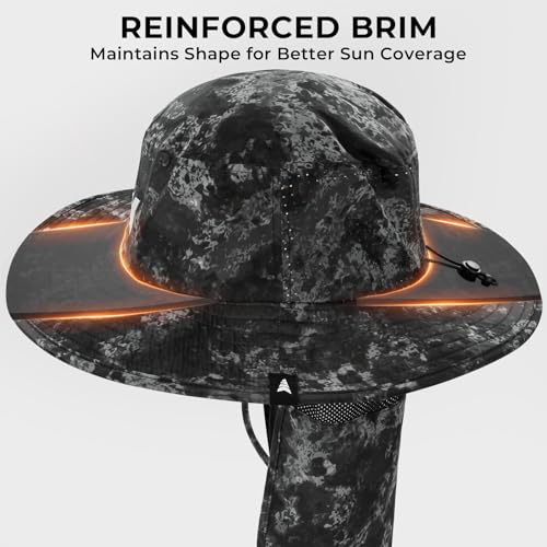 KastKing Sol Armis UPF 50 Boonie Hat for Sun Protection,Men Women - color: Black Camo (With Shield)