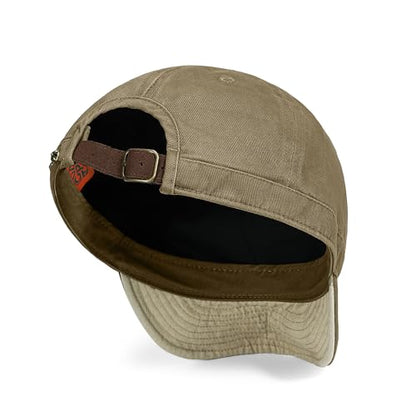 CLAPE Short Brim Baseball Cap for Men, Cotton Adjustable Travel Hat - color: Clsb06-khaki