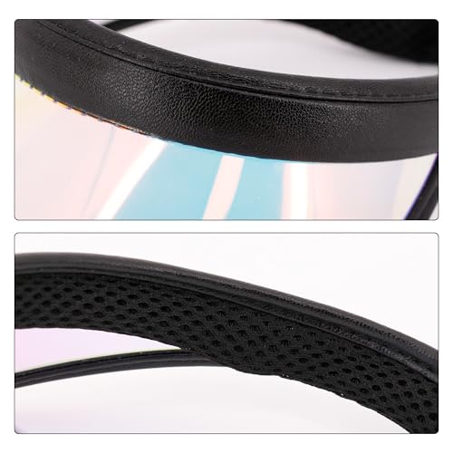Giovacker Womens Mens PVC Clear Colorful Sun Visor Hats - color: Shiny Iridescence Black