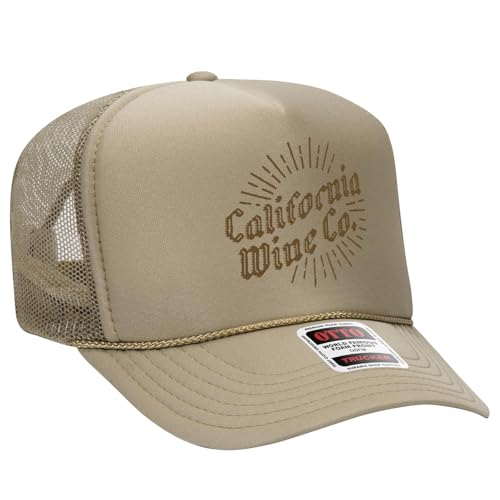 OTTO Cap 5 Panel High Crown Foam Front Mesh Back Trucker Hat, One Size - color: 032 - Khaki