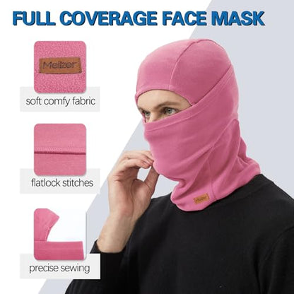 Winter Balaclava Ski Mask for Men Women - Windproof Thermal Face Mask for Snowboard Cycling Running for Cold Weather - color: Black/Rose Pink