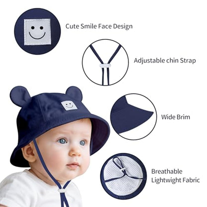 Baby Bucket hat Cute Infant Bear Sun Hat Summer Girls Boys Cap - color: Light Green