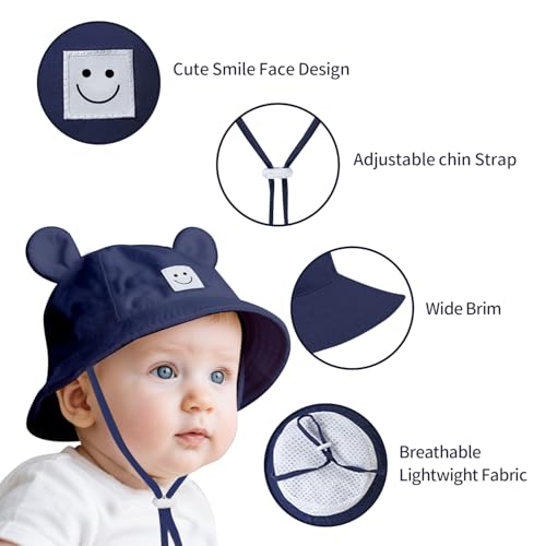 Baby Bucket hat Cute Infant Bear Sun Hat Summer Girls Boys Cap - color: Black