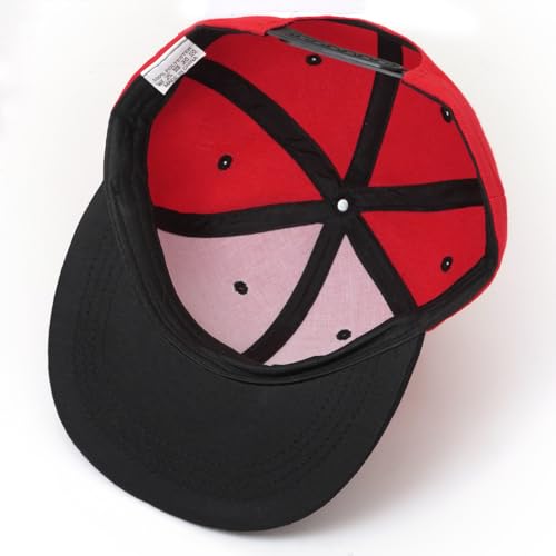 Snapback Hat Flat Bill Visor Hats Adjustable Hip Hop Baseball Cap for Women Men - color: Red Black