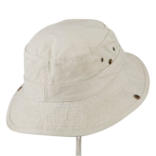 e4Hats.com Big Size Camouflaged Brim Cotton Washed Bucket Hat - color: Beige Khaki, size: X-Large-XX-Large