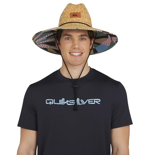 Quiksilver Men's Wide Brim Outdoor Lifeguard Straw Sun Hat - color: Sea Spray, size: Large-X-Large