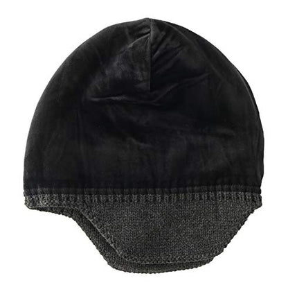 Home Prefer Mens Winter Hat Knit Earflap Hat Stocking Caps with Ears Beanie Hat - color: Dark Heather Grey