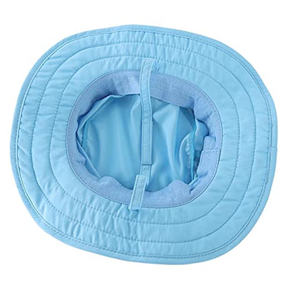 Connectyle Kids Sun Hat for Boys Girls Wide Brim Bucket Hat UPF 50+ Sun Protection Hat Breathable Summer Beach Hat - color: Aqua Blue