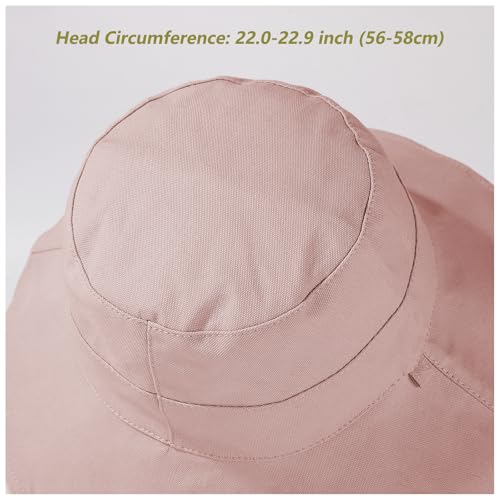 vidsel Womens Sun Hats Wide Brim Reversible Bucket Cotton Hat with Hat Clip - color: Pink, size: Medium