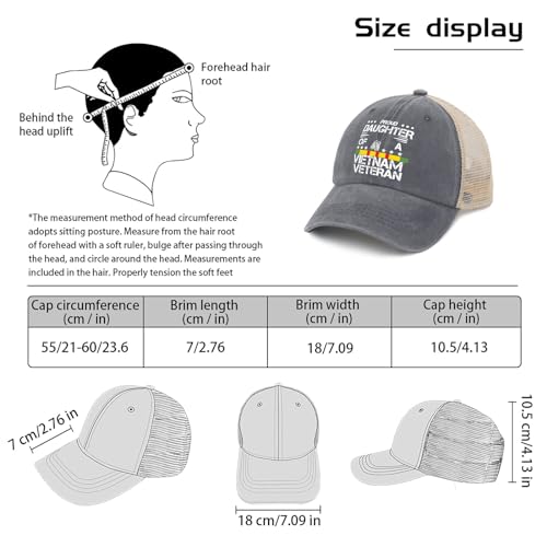 Proud Daughter of A Vietnam Veteran Hat Veteran Day for Women Baseball Cap Fashion Washed Hiking Hat Cotton - color: Gray01