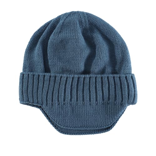 Home Prefer Mens Winter Hat Knit Earflap Hat Stocking Caps with Ears Beanie Hat - color: Airforce Blue