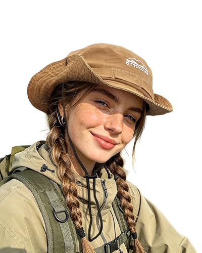 Clakllie Sun Hats for Women Men UV Protection Boonie Hats Summer Safari Jungle Hat Fishing Beach Hats UPF 50+ Camping Hats - color: S-dfh03-khaki