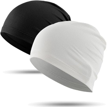 WTACTFUL Cooling Breathable Skull Cap Men Women, Sweat Wicking 1-2-4 Pack - color: #Black + White