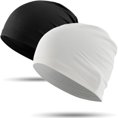 WTACTFUL Cooling Breathable Skull Cap Men Women, Sweat Wicking 1-2-4 Pack - color: #Black + White