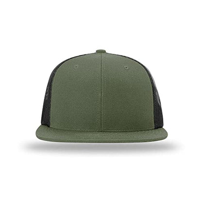 Richardson 511 Wool Blend Flatbill Trucker Snapback Adjustable Cap - color: Loden/Black