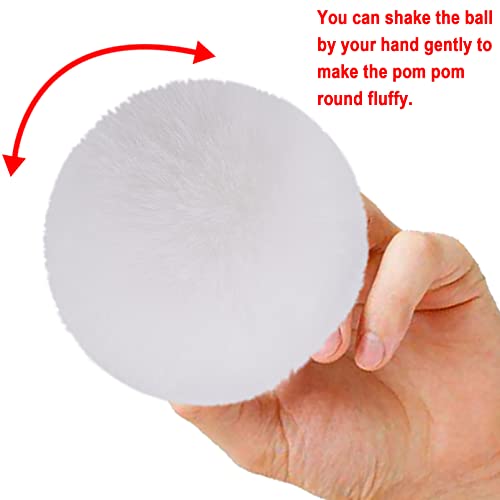 BQTQ 26 Pcs Faux Fur Pom Poms DIY Hat Pompoms with Elastic Loop (White) - color: Pure white