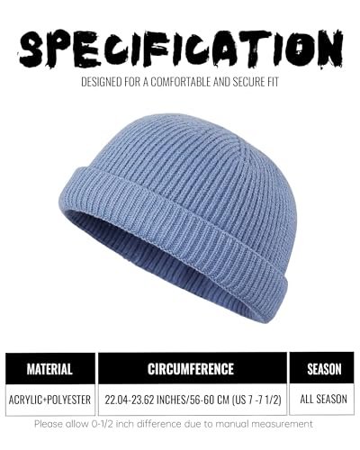 Croogo Brimless Hat Beanie Docker Cap Rolled Cuff Worker Sailor Skullcap - color: Ct47-urban Blue