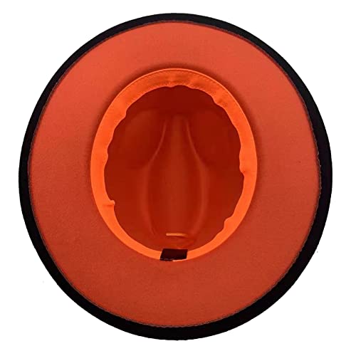 Willheoy Wide Brim Fedora Hats for Women & Men Two Tone Felt Hat Gradient Dress Hat - color: Orange