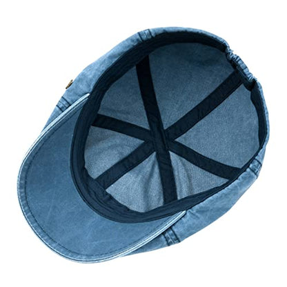 VOBOOM Cotton Flat Cabbie Hat Gatsby Ivy Irish Hunting Newsboy Cap - color: Washed Navy