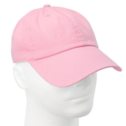 Falari Classic Baseball Cap Dad Hat 100% Cotton Soft Adjustable Size - color: Light Pink