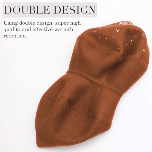 Sumolux Women Beret Hat French Beret Beanie Cap Classic Solid Color - color: Caramel, size: Large
