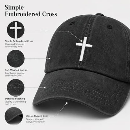 Man of God Husband Dad Embroidered Hat Camping Caps for Women - color: Jesus Cross 27