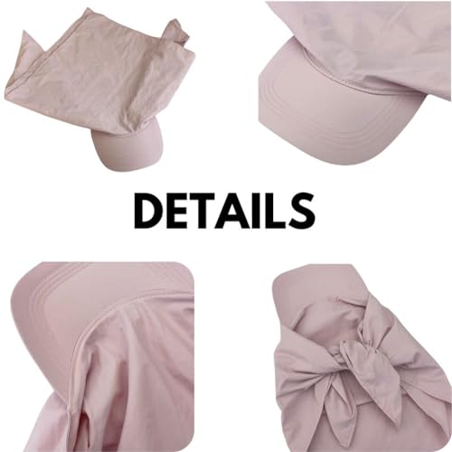 Sun Hat with Neck Flap for Women Wide Brim, Packable, Foldable, Outdoor Sun Protection, Baseball Visor Hat - color: Pink