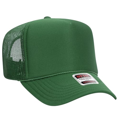 OTTO Cap 5 Panel High Crown Foam Front Mesh Back Trucker Hat, One Size - color: 005 - Kelly