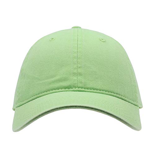 The Vintage Year Washed Cotton Low Profile Dad Hat, 6 Panel Soft Crown Baseball Cap, Brass Buckle, One Size Fits Most - color: Faded Lime