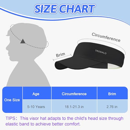 Kids Sun Visor Hats for Girls Boys, Packable Cooling Stretchy Visor - color: Black
