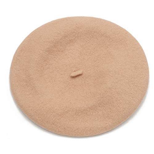 Wheebo Wool Beret Hat,Solid Color French Style Winter Warm Cap for Women Girls Lady - color: Apricot