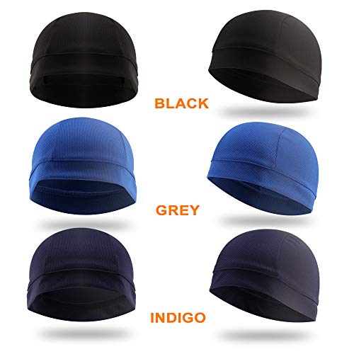 3 Pack Cooling Skull Cap Helmet Liner Sweat Wicking Breathable Hat for Men - color: Black,royal Blue,navy