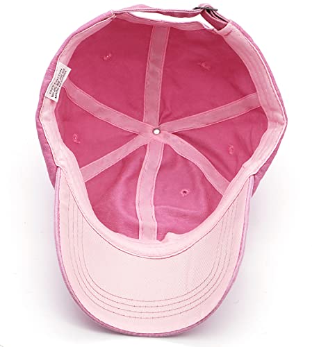Glamorstar Classic Unisex Baseball Cap Adjustable Washed Dyed Cotton Ball Hat - color: Pink a