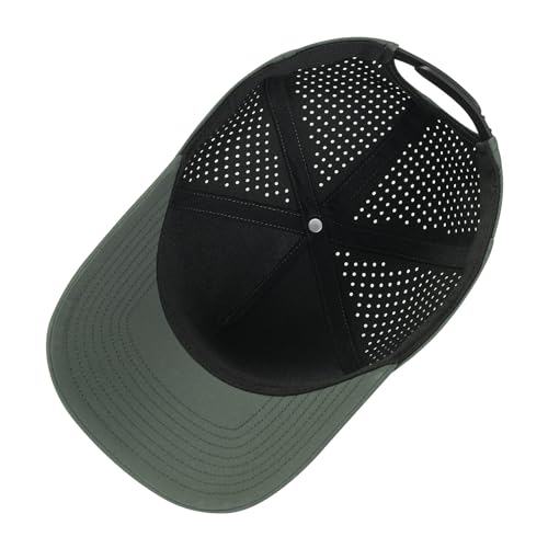 BOTVELA Men Adjustable Snapback Laser Cut Mesh Baseball Cap - color: Army Green