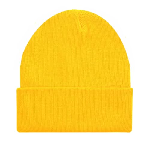 ZOORON Beanie for Men Women Slouchy Winter Beanie Hats Cuffed Skull Caps - color: 1pack-bright Yellow