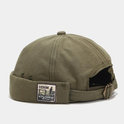 Quanhaigou Brimless Sailor Cap,Adjustable Rolled Cuff Skull Beanie Hats for Men Women - color: Olive Green