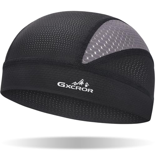 GXCROR Cooling Skull Cap for Men Women Sweat-Wicking Breathable Mesh Liner for Helmets, Summer Cycling Motorcycle - color: Black Gray, size: Medium