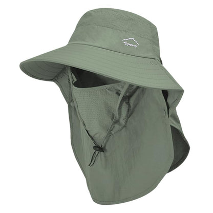 Rosoz Sun Hat for Men Women with Neck Flap& Removable Face Cover Wide Brim - color: 1pack-army Green