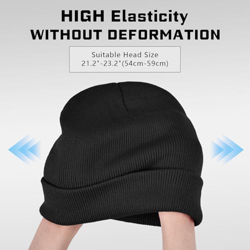ZOORON Beanie for Men Women Warm Winter Hat Unisex Soft Knit Cuffed Beanie - color: Black