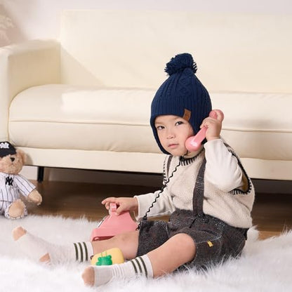 Moon Kitty Baby Boys Hats Toddler Beanies for Boys Winter Fleece Winter Hat Boys - color: Navy, size: 6-12 Months